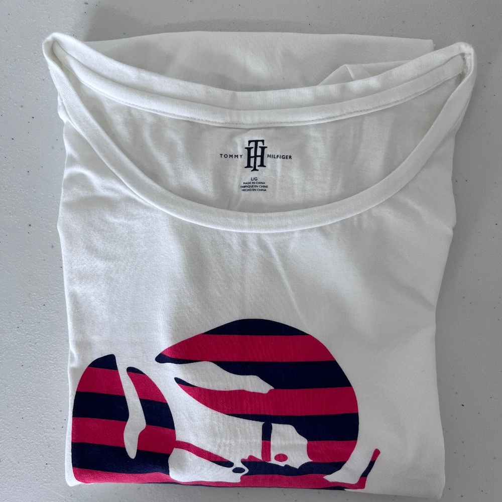 Tommy Hilfiger Women’s White Short Sleeve T-Shirt size L - Picture 7 of 8